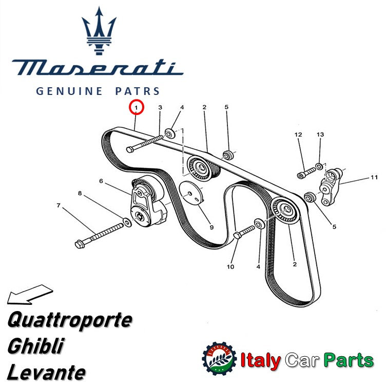 ドライブ ベルト オルタネーター セット Maserati マセラティ 純正 V6 ギブリ クアトロポルテ レヴァンテ