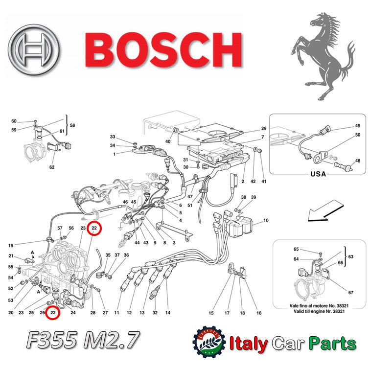 Bosch製 クランクセンサー F355 回転スピードセンサー フェラーリ純正OEM