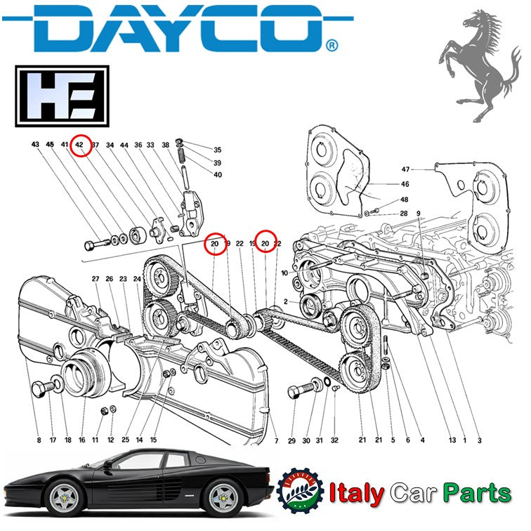 タイミングベルト ベルトテンショナー プーリー 512TR 512M テスタロッサ フェラーリ Ferrari Testarossa カムベルト
