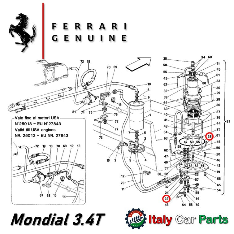 フューエル ポンプ Oリング 348 355 Mondial 3.4T フェラーリ 純正 燃料 Ferrari