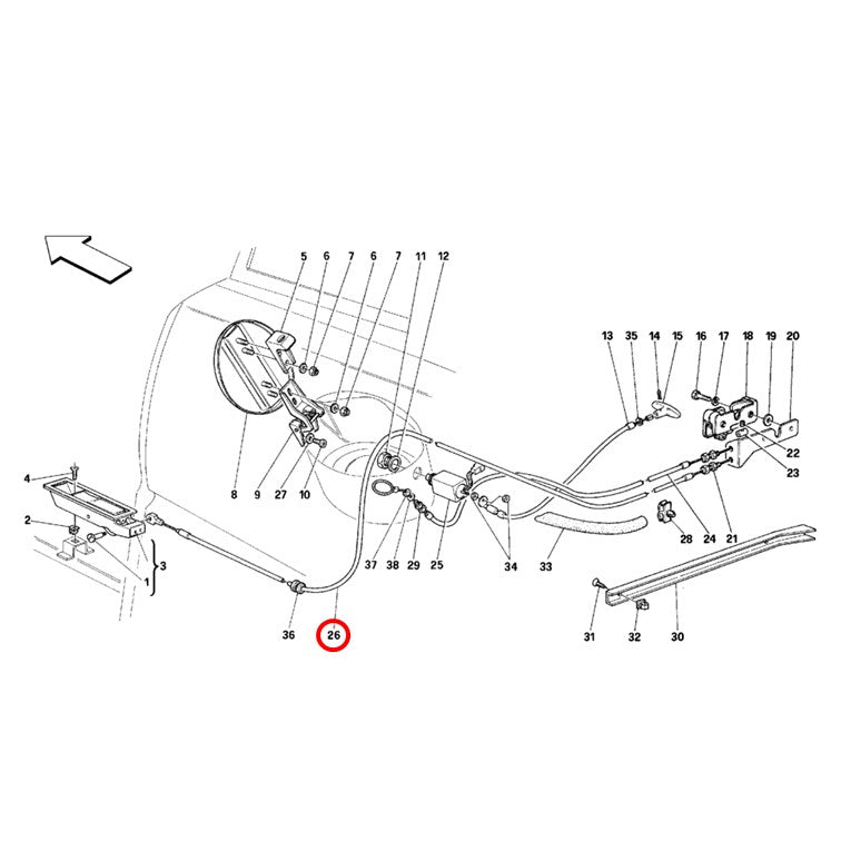 エンジンフード オープニング ワイヤー ケーブル 348 F355 フェラーリ純正 Ferrari ボンネット