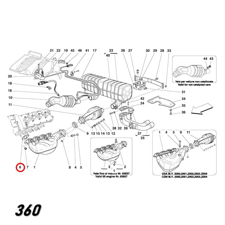 エキマニ ガスケット 360 モデナ F355 フェラーリ 8個セット 純正 Ferrari