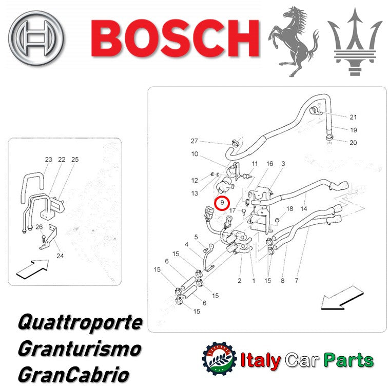 ヒーターポンプ クーラント 360 F430 456 458 599 612 フェラーリ マセラティ Ferrari Maserati グラントゥーリズモ クアトロポルテ Bosch