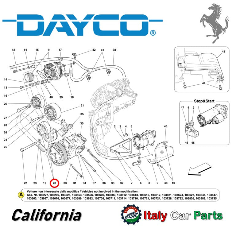 ベルトテンショナー クアトロポルテ グラントゥーリズモ カリフォルニア ドライブベルト フェラーリ マセラティ DAYCO製 Ferrari Maserati