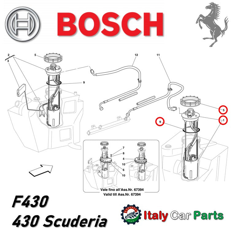 フューエル ポンプ 右側 F430 フェラーリ 純正OEM Bosch 430 スクーデリア Ferrari 燃料 タンク ガソリン 漏れ
