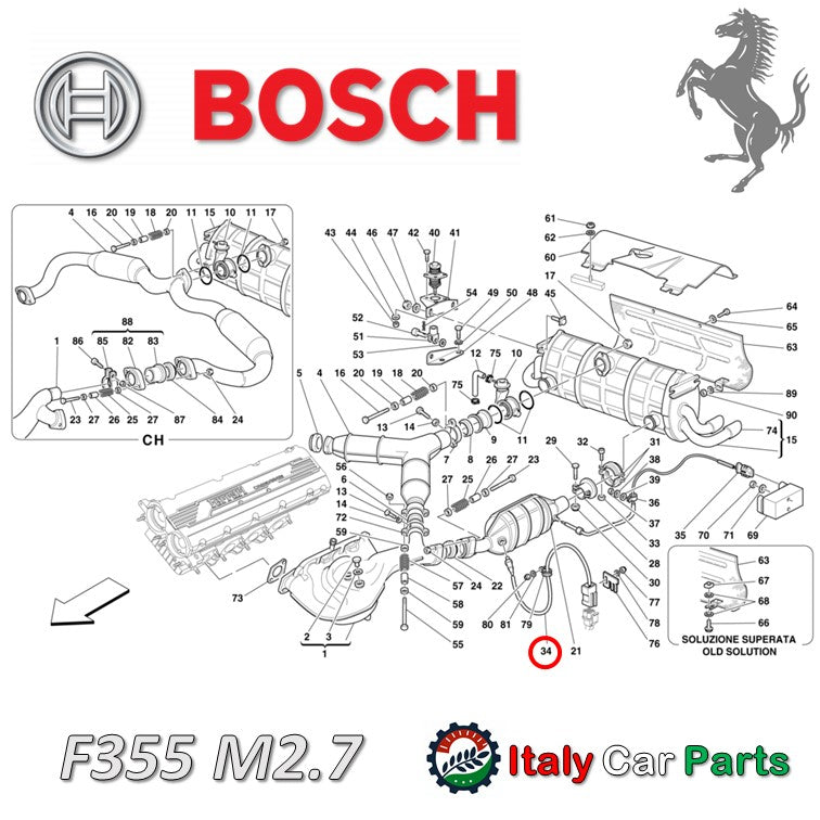 F355 456 ラムダセンサー O2センサー Bosch 純正 OEM フェラーリ Ferrari キャラタイザー 排気