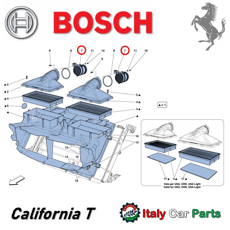 エアマスセンサー フェラーリ 458 F12 FF GTC4 エアフロー Ferrari 純正OEM Bosch製