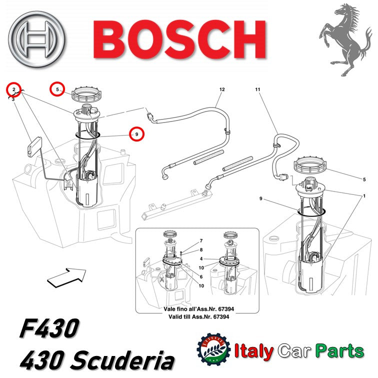 フューエル ポンプ 左側 F430 フロート付 フェラーリ 純正OEM Bosch 430 スクーデリア Ferrari 燃料 タンク ガソリン 漏れ