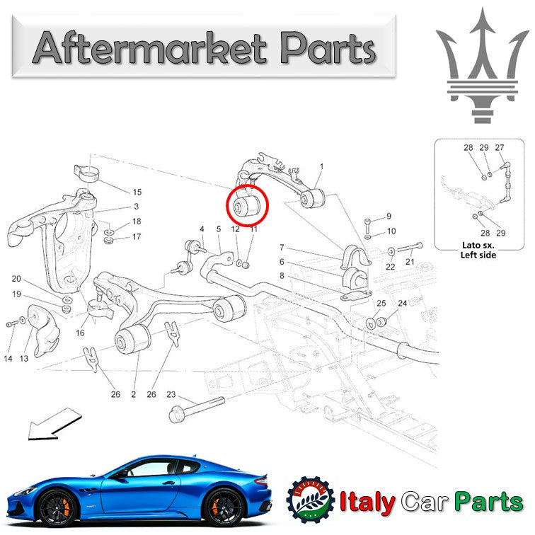 フロント サスペンション ブッシュ アッパーアーム マセラティ クアトロポルテ グラントゥーリズモ グランカブリオ 左右