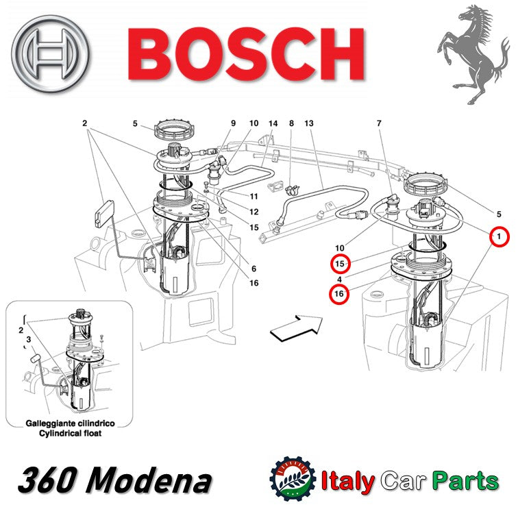 フューエル ポンプ 右側 360 モデナ Modena Ferrari フェラーリ 純正OEM Bosch 燃料漏れ