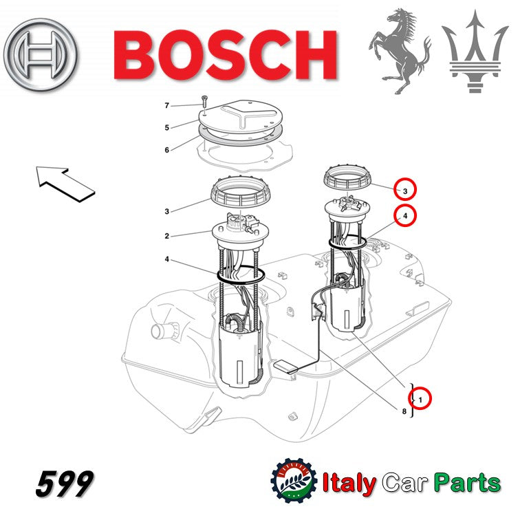 フューエルポンプ 燃料ポンプ フェラーリ 612 599 マセラティ 4200 グランスポーツ Maserari Ferrari ナット ガスケット 純正OEM Bosch