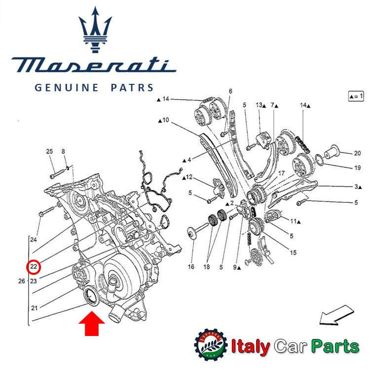 フロントカバー ガスケット クランクシール ウォーターポンプ ガスケット ギブリ クアトロポルテ レヴァンテ マセラティ 純正 Maserati