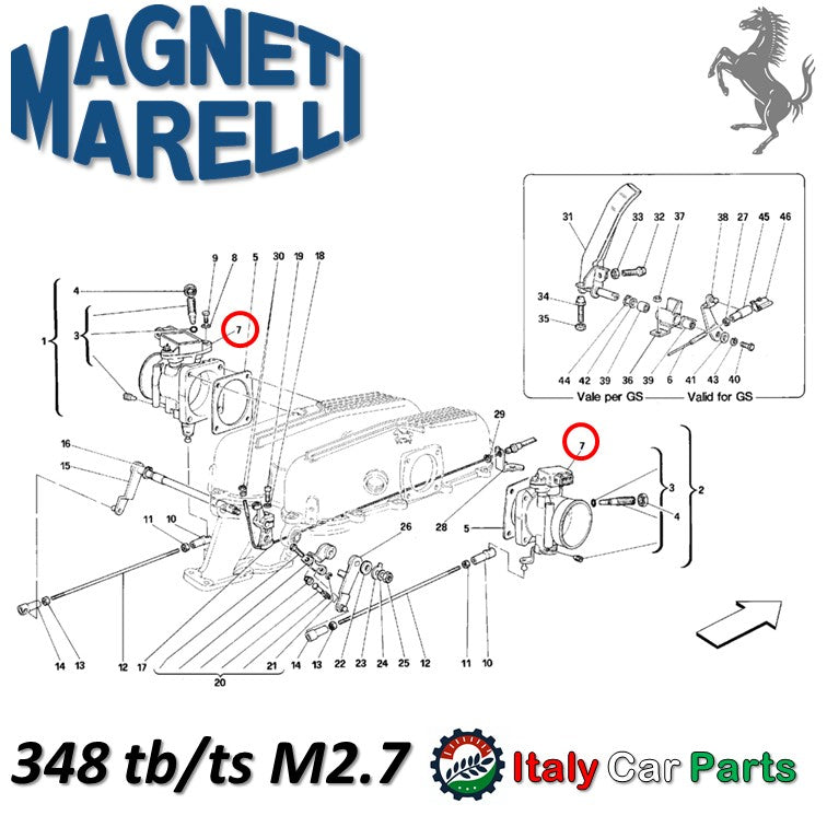 スロットルポジションセンサー フェラーリ 348 F355 456 550 512 マニエッティマレリ製 Magneti Marelli