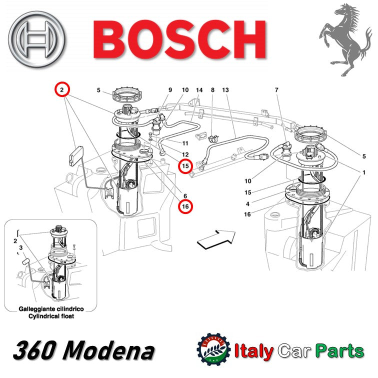 フューエル ポンプ 左側 360 モデナ Modena Ferrari フロート付 フェラーリ 純正OEM Bosch 燃料漏れ