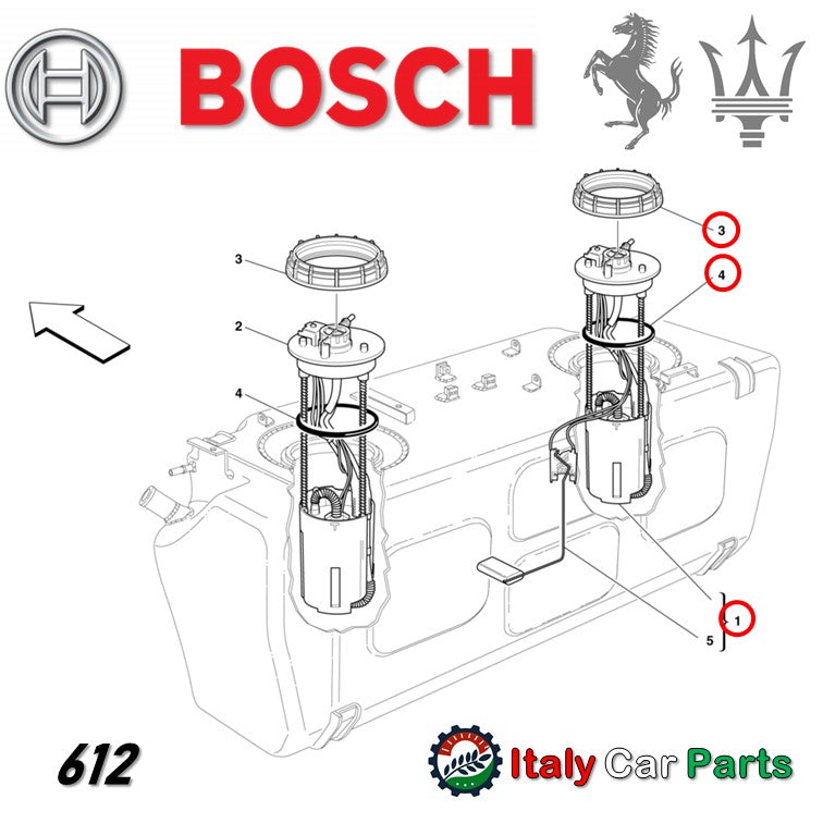 フューエルポンプ 燃料ポンプ フェラーリ 612 599 マセラティ 4200 グランスポーツ Maserari Ferrari ナット ガスケット 純正OEM Bosch
