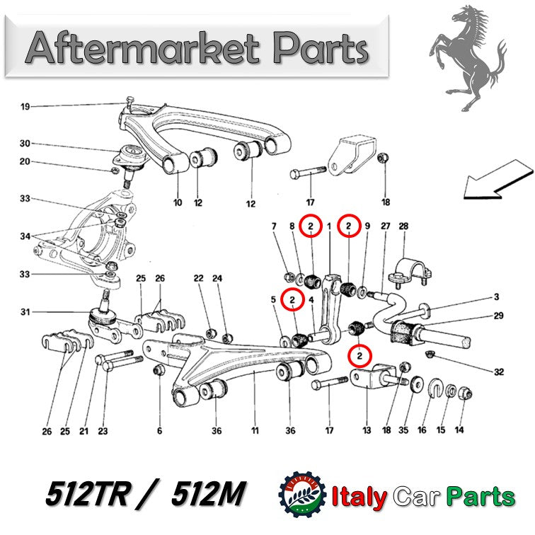 スタビリンク ブッシュ 348 512TR 512M Testarossa フェラーリ Ferrari スタビライザー 足回り 異音