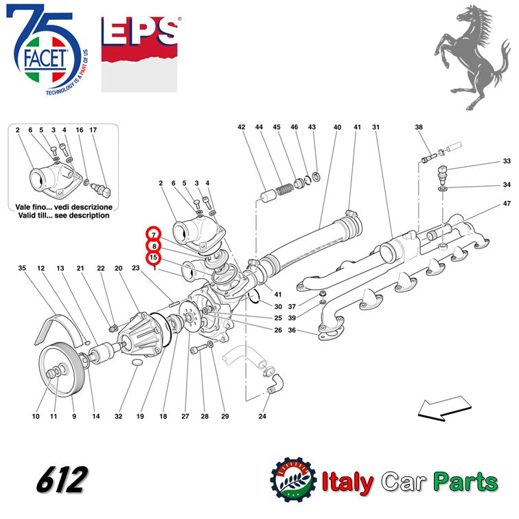 サーモスタット ガスケット Oリング 360 456 550 575 612 フェラーリ Ferrari Facet EPS