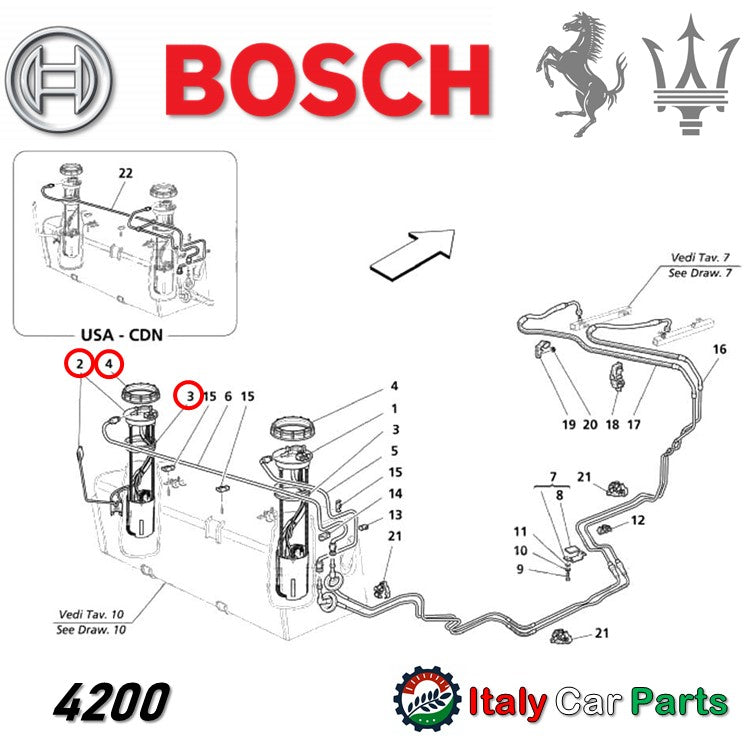 フューエルポンプ 燃料ポンプ フェラーリ 612 599 マセラティ 4200 グランスポーツ Maserari Ferrari ナット ガスケット 純正OEM Bosch