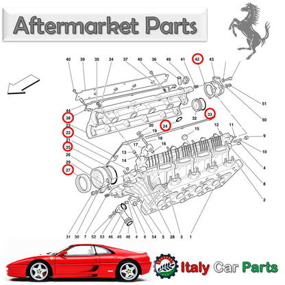 ヘッドカバー カムカバー ガスケット オイルシール プラグホール セット F355 フェラーリ 社外品 オイル漏れ 対策