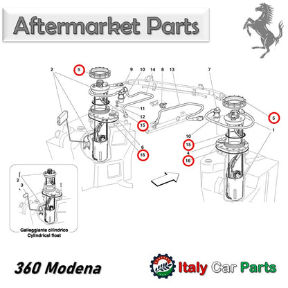 Ferrari フェラーリ Maserati マセラティ パーツ 販売 フューエル ポンプ リングナット Oリングセット 360 モデナ Modena Ferrari フェラーリ