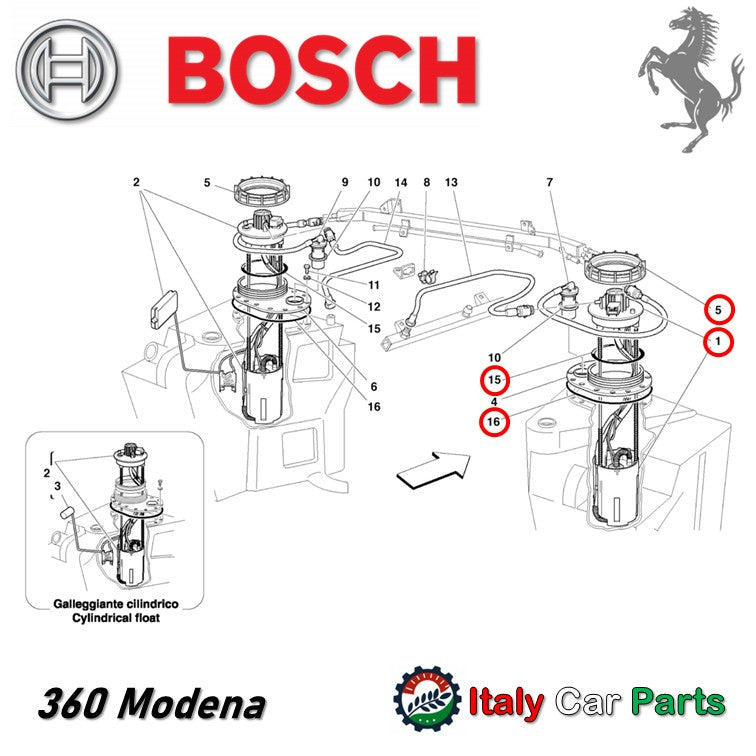 フェラーリ360モデナ 燃料ポンプ 右側 純正OEM Bosch リングナット付
