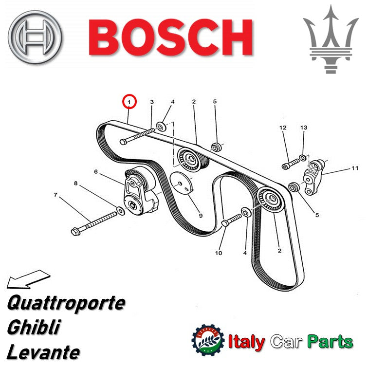 ドライブ ベルト オルタネーター セット Maserati マセラティ 純正 Bosch V6 ギブリ クアトロポルテ レヴァンテ