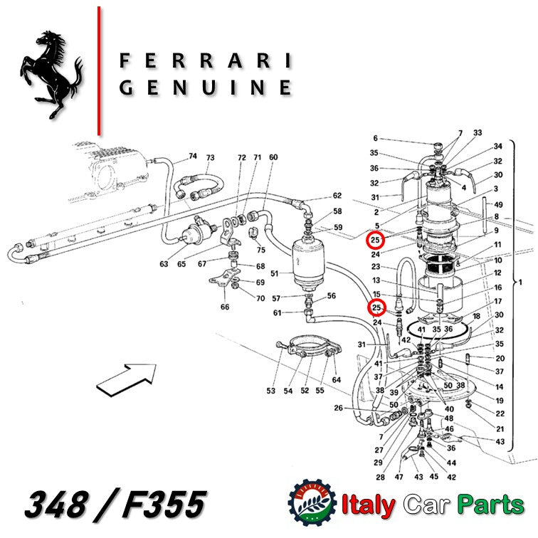 ユニオン Oリング 4個セット フューエルポンプ 348 355 Mondial 3.4T フェラーリ 純正 燃料 Ferrari