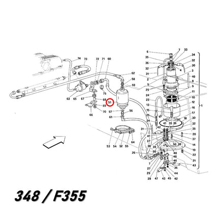 フューエルフィルター 348 355 456 512 550 フェラーリ 74mmタイプ UFI Sofima