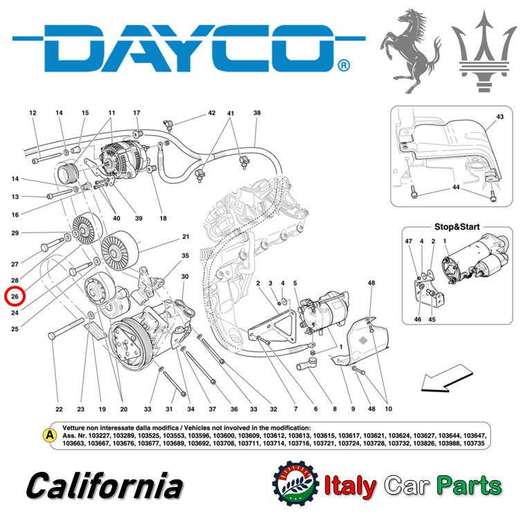 アイドラー ベルト プーリー 430 カリフォルニア グラントゥーリズモ グランカブリオ クアトロポルテ マセラティ フェラーリ DAYCO Ferrari
