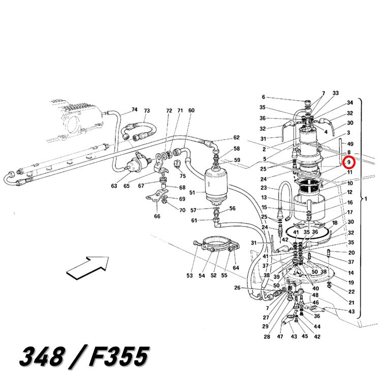 フューエルポンプ サポート ガスケット 348 355 456 512 550 Mondial 3.4T フェラーリ Ferrari