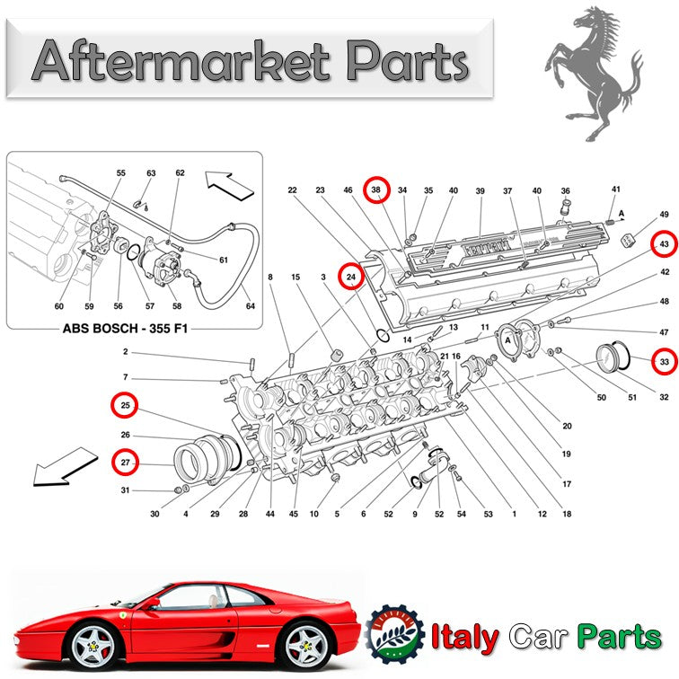ヘッドカバー カムカバー ガスケット オイルシール プラグホール セット F355 フェラーリ 社外品 オイル漏れ 対策