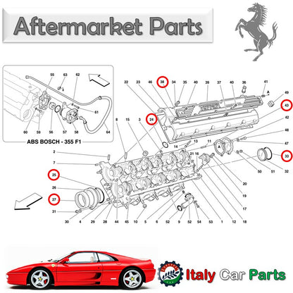 ヘッドカバー カムカバー ガスケット オイルシール プラグホール セット F355 フェラーリ 社外品 オイル漏れ 対策