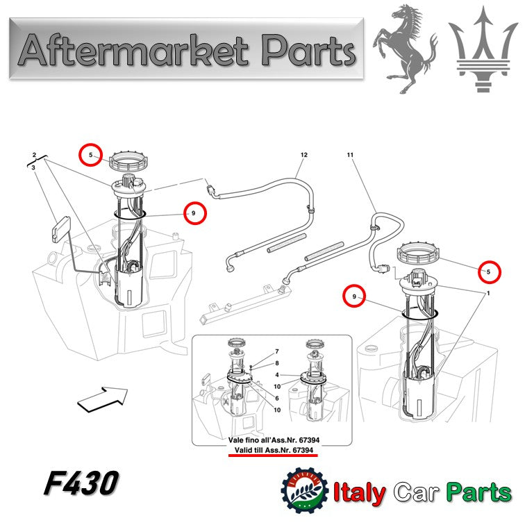 フューエルポンプ リングナット ガスケット マセラティ 360 F430 612 599 575M クアトロポルテ グラントゥーリズモ 4200 Gransport
