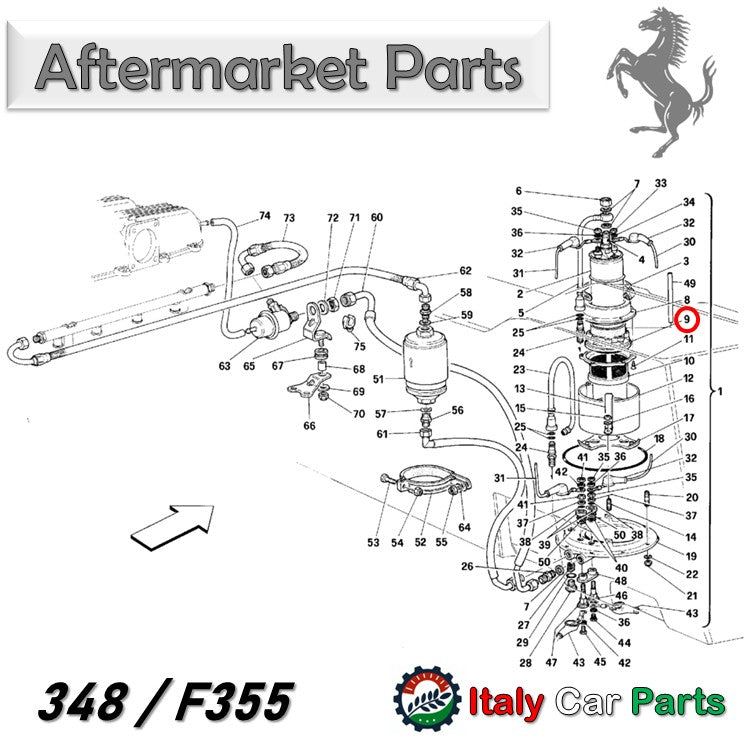 フューエルポンプ サポート ガスケット 348 355 456 512 550 Mondial 3.4T フェラーリ Ferrari