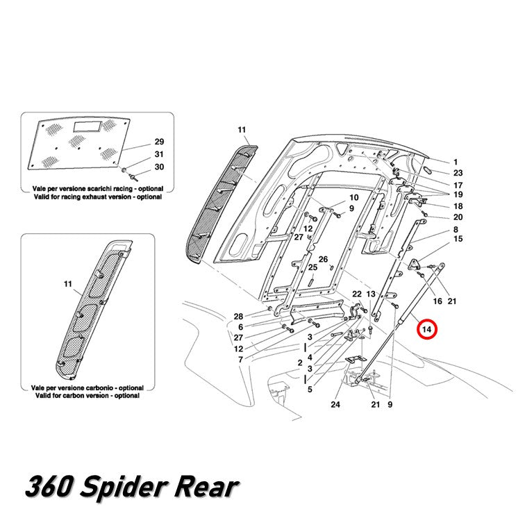 リア エンジンフード ダンパー 360 430 スパイダー 純正OEM Stabilus フェラーリ Ferrari スクーデリア２本セット エンジン ボンネット