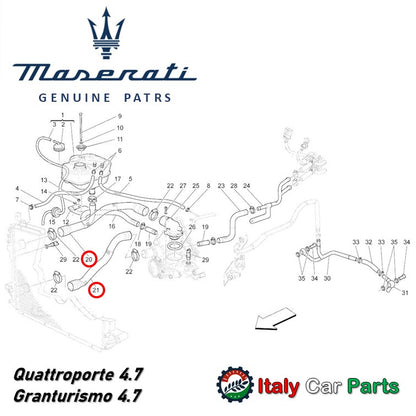 ラジエターホース クアトロポルテ グラントゥーリズモ グランカブリオ 4.7L用 マセラティ純正 クーラント 冷却水 Maserati
