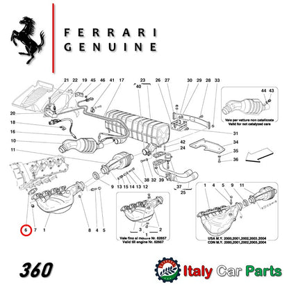エキマニ ガスケット 360 モデナ F355 フェラーリ 8個セット 純正 Ferrari