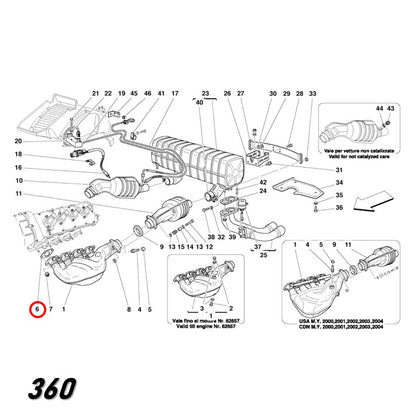 エキマニ ガスケット 360 モデナ F355 フェラーリ 8個セット 純正 Ferrari