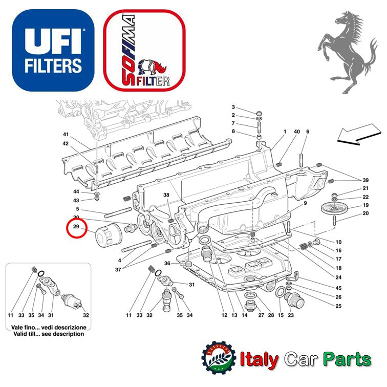 オイルフィルター エレメント 456 550 575 612 フェラーリ OEM UFI ２個セット Ferrari スカリエッティ マラネロ