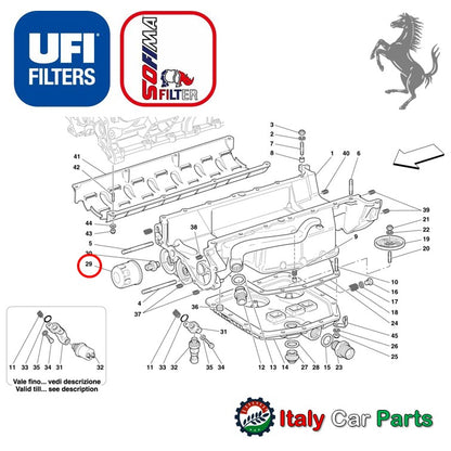 オイルフィルター エレメント 456 550 575 612 フェラーリ OEM UFI ２個セット Ferrari スカリエッティ マラネロ