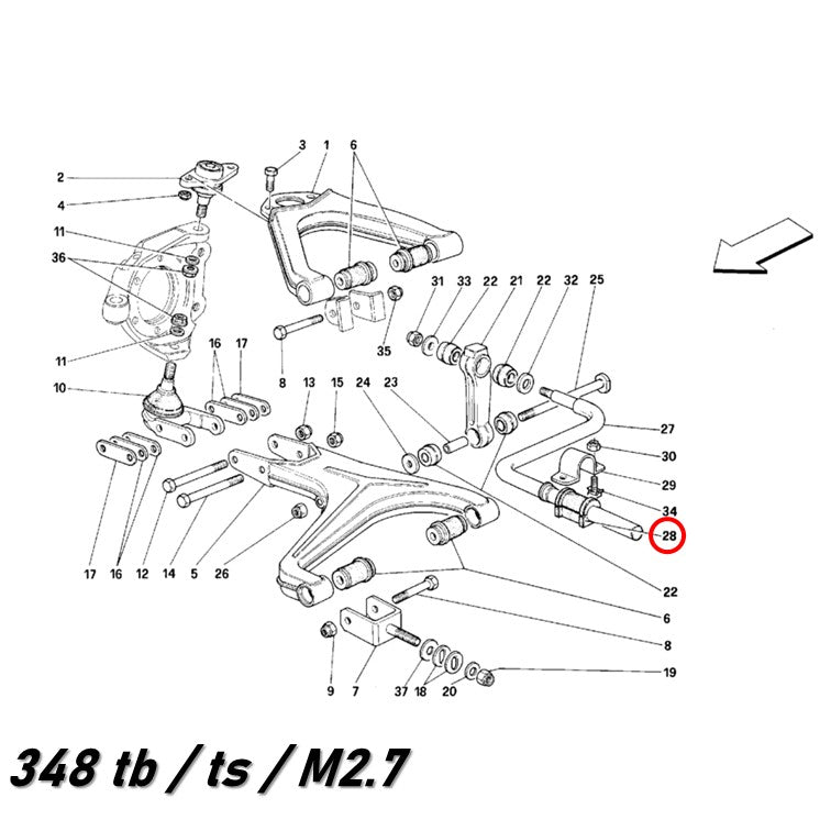スタビライザーブッシュ スタビブッシュ 2個セット  348 F355 フロント 左右 フェラーリ Ferrari サスペンション 足回り 異音