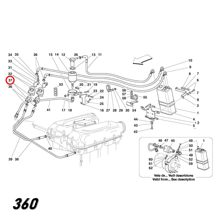 ブリーザーバルブ アンチエバポレーション 355 360 430 456 550 575 599 612 Ferrari