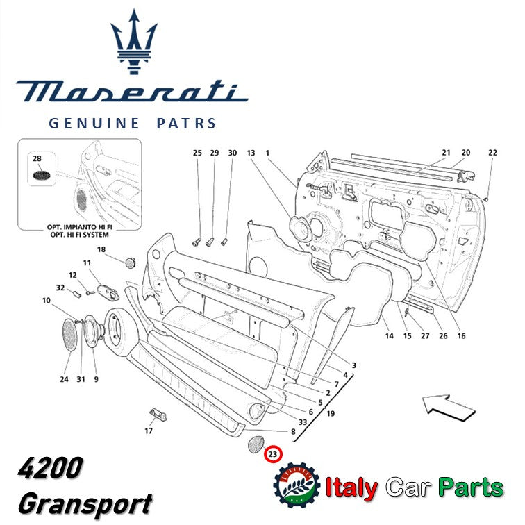 左ドア リフレクターレンズ 反射板 グラントゥーリズモ グランカブリオ 4200 グランスポーツ マセラティ 純正品