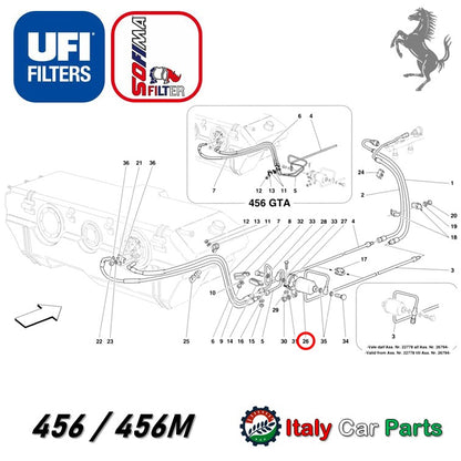 フューエルフィルター 348 355 456 512 550 フェラーリ 74mmタイプ UFI Sofima
