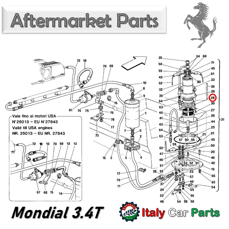 フューエルポンプ サポート ガスケット 348 355 456 512 550 Mondial 3.4T フェラーリ Ferrari