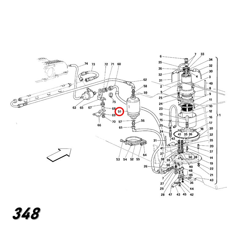 フューエルフィルター 328 348 355 512 Mondial Testarossa テスタロッサ フェラーリ 81mmタイプ UFI Sofima