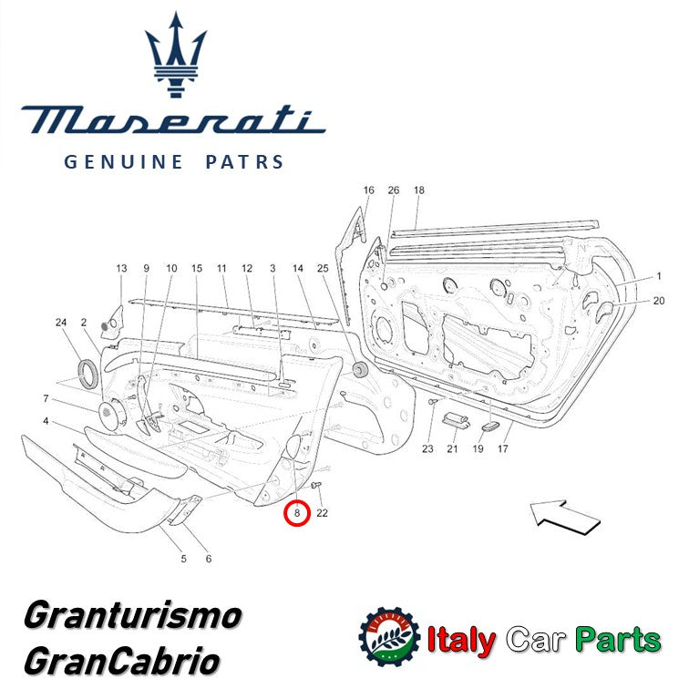 右ドア リフレクターレンズ 反射板 グラントゥーリズモ グランカブリオ 4200 グランスポーツ マセラティ 純正品