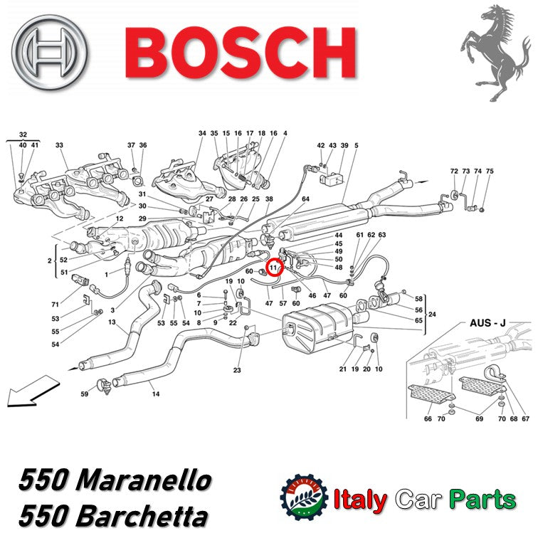 ラムダセンサー リア側 F355 456 550 フェラーリ 純正OEM Bosch製 Ferrari 排気 キャタライザー