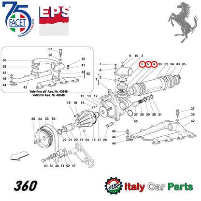 サーモスタット ガスケット Oリング 360 456 550 575 612 フェラーリ Ferrari Facet EPS