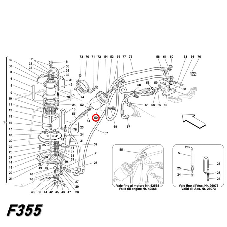 フューエルフィルター 328 348 355 512 Mondial Testarossa テスタロッサ フェラーリ 81mmタイプ UFI Sofima